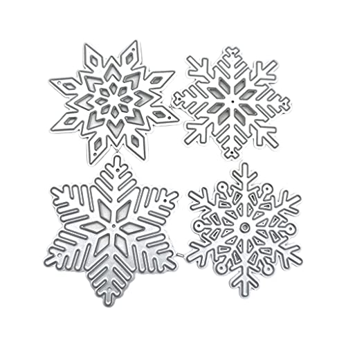 Winter-Schneeflocken-Stanzform, 4 Stück, verschiedene Designs, Schneeflocken, Prägeschablonen für Weihnachten, Party, Metall-Stanzformen für Scrapbooking, Album, Papierkarten, Basteln von LEADSDGE