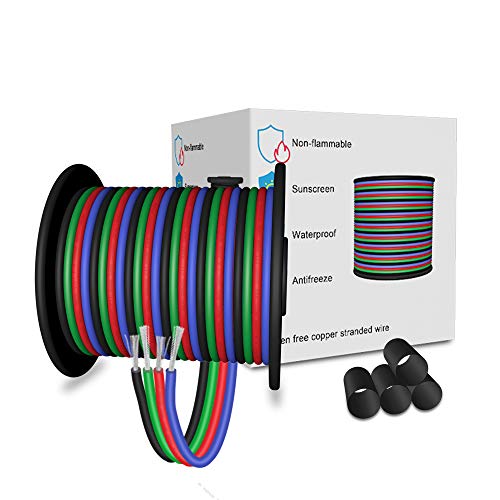 LEADTOPS 10M 22AWG 4 Poliges LED Elektro RGB Kabel 22 Gauge 4x0.32mm² 4 Adriges Verlängerungs Kabel Leitungs Kabel für RGB-LED-Streifen 5050 3528 von LEADTOPS