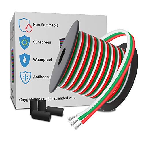 LEADTOPS 3-poliger Adriges Verlängerungskabel 10M 3x0.32mm² 22 AWG Spurlitze Verzinntes Kupfer Kabel für 5/12V DC WS2812B WS2811 Traumfarbe RGB LED-Licht Leiste, 10M Spule von LEADTOPS