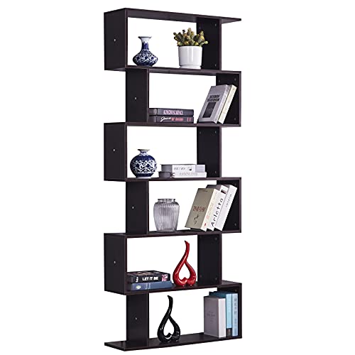 LEADZM Bücherregal, Regal mit 6 Ebenen, Standregal, Bücherregale Holz, Bücherschrank, Modernes Büroregal, Bücherturm Freistehend, für Wohnzimmer Schlafzimmer Büro, 192 x 80 x 24 cm (Dunkelbraun) von LEADZM