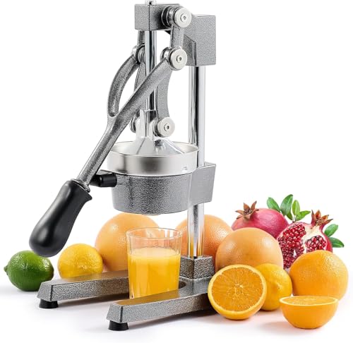 LEADZM Edelstahl Saftpresse Manuell,Bedienbare Zitruspresse Handpresse, Grapefruits, Leicht zu Reinigende Zitruspresse mit Edelstahlbecher (Grau) von LEADZM