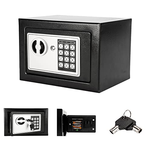 LEADZM Elektronik Tresor 23 x 17 x 17 cm Elektronischer Safe mit Zahlenschloss und 2 Notschlüssel Wandtresor Mini Stahlsafe Wandsafe 4.8L, Schwarz von LEADZM