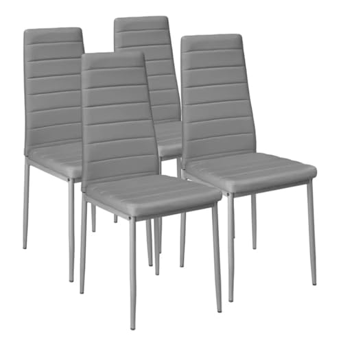 LEADZM Esszimmerstühle 4er Set mit hoher Rückenlehne wasserdicht für Esszimmer & Küche Küchenstühle Esszimmerstuhl Stühle 120kg (Grau, 4er Set) von LEADZM