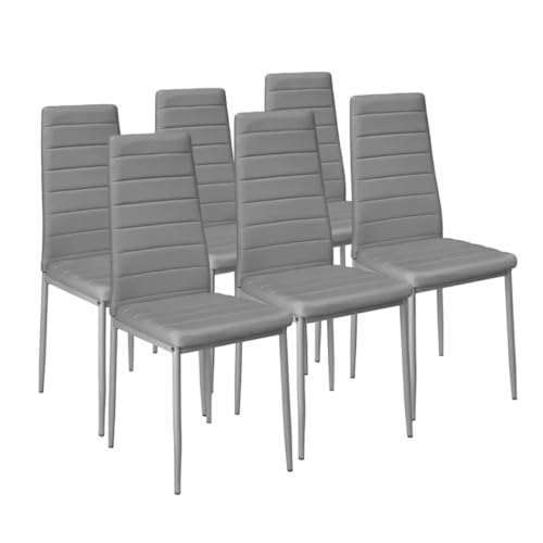 LEADZM Esszimmerstühle 6er Set mit hoher Rückenlehne wasserdicht für Esszimmer & Küche Küchenstühle Esszimmerstuhl Stühle 120kg (Grau, 6er Set) von LEADZM