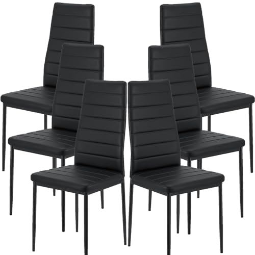 LEADZM küchenstühle 6er Set Esszimmerstühle mit hoher Rückenlehne wasserdicht für Esszimmer & Küche Esszimmerstuhl Stühle 120kg (Schwarz, 6er Set) von LEADZM
