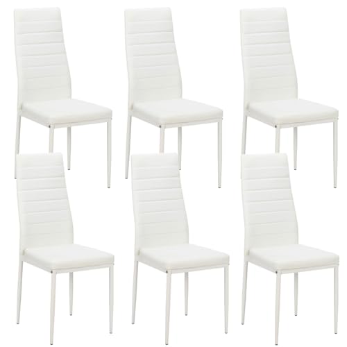 LEADZM Esszimmerstühle 6er Set mit hoher Rückenlehne wasserdicht für Esszimmer & Küche Küchenstühle Esszimmerstuhl Stühle 120kg (Weiß, 6er Set) von LEADZM