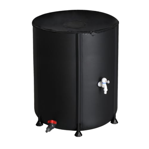 LEADZM Faltbar Regentonne, Tragbarer Wasserauffangbehälter, Regenwassertonne mit Filter Zapfhahn Überlaufset, Regenwassersammelsystem Fallrohr, Regenwassertank (378 Liter) von LEADZM