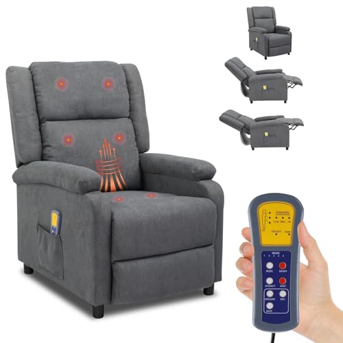 LEADZM Fernsehsessel Relaxsessel Ruhesessel, Elektrische Massage und Heizung, manuell verstellbare Rückenlehnenneigung,Liegesessel bis 120kg Einzelsofa von LEADZM