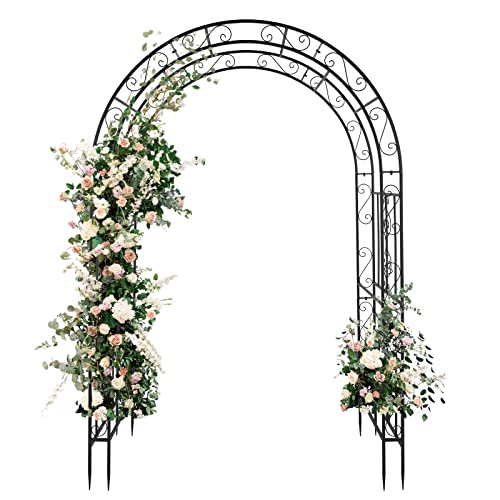 LEADZM – Gartenbogen aus Metall 134.5X 58.5x213cm – Rosenbogen ohne Tür in Schwarz – Stabiles Rankgerüst für Kletterpflanzen (Rosengewächse, Weinreben) von LEADZM