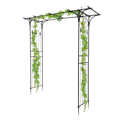 LEADZM Gartenbogen aus Metall 206x41x208cm – Rosenbogen & Rankgitter in Schwarz – Stabiler Rankbogen für Kletterpflanzen von LEADZM