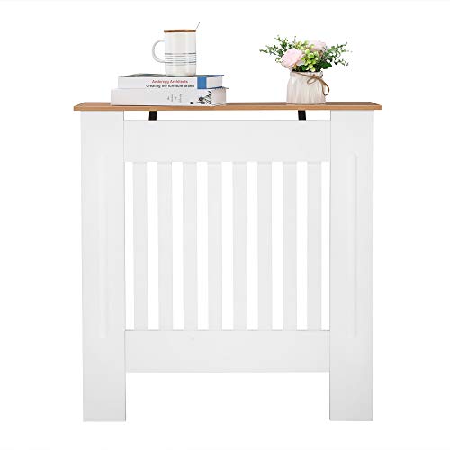 LEADZM Heizkörperverkleidung Heizkörperabdeckung Heizungsverkleidung Heizkörper Radiator Abdeckung Lamellen-Design MDF Weiß (78 x 19 x 81.5CM) von LEADZM