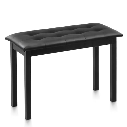 LEADZM Klavierhocker, Pianobank mit PU-Lederkissen und Eisenbeinen, Integrierter Stauraum, Maximale Tragkraft: 200 kg, 70x30x43, Schwarz von LEADZM