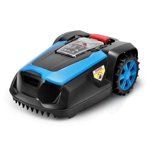 LEADZM Mähroboter Rasenroboter ohne Begrenzungskabel, Rasenmäher Roboter, Bis zu 1200m², Bluetooth & WLAN, Selbstladend, Schnitthöhe 25-65 mm, 47% Steigung, 220mm Schnittbreite, IPX5 Wasserdicht von LEADZM