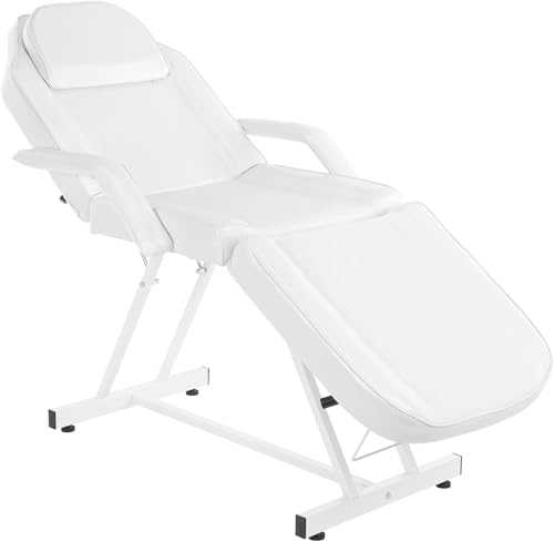 LEADZM Massageliege Kosmetikliege klappbar höhenverstellbar 3 Zone für Friseur Spa Schönheitssalon Ausrüstung (Weiß) von LEADZM