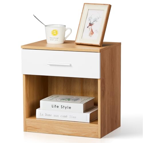 LEADZM Nachttisch Nachtschrank Schlichter Beistelltisch Kommode mit offenem Fach und 1 Schublade für Schlafzimmer, Wohnzimmer Eichen Farbe&Weiß 39 x 29 x 41cm LEADZM Nachttisch Nachtschrank Schlichter Beistelltisch Kommode mit offenem Fach und 1 Schublade für Schlafzimmer, Wohnzimmer Eichen Farbe&Weiß 39 x 29 x 41cm von LEADZM