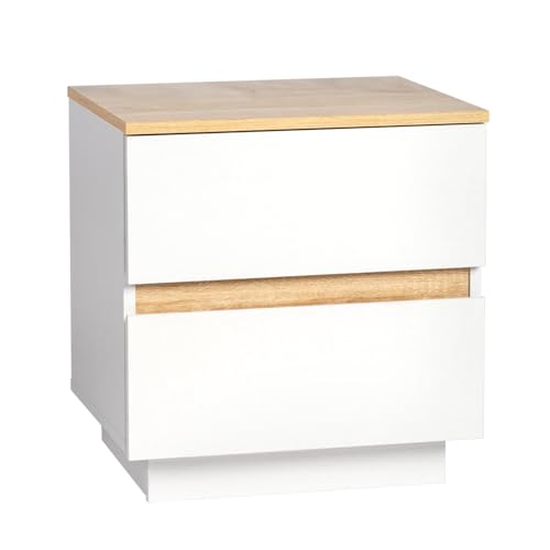 LEADZM Nachttisch Beistelltisch mit 2 Schubladen, Holz-Nachtkommode, Nachtschrank Boxspringbett für Schlafzimmer, Wohnzimmer, 38 x 32 x 40 cm (1, 2 Schublade) von LEADZM