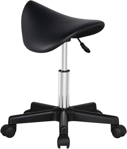 LEADZM Rollhocker Drehhocker Praxishocker Arbeitshocker Bürohocker Hocker 360° Drehbar mit höhenverstellbaren 5 Rollen (1, Sattelhocker) von LEADZM