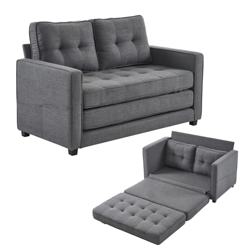 LEADZM Schlafsofa Ausziehbares Schlafsofa Sofa mit schlaffunktion, Schlafcouch zum Wohnzimmer 136 * 75 * 86cm (Dunkelgrau, 136CM) von LEADZM