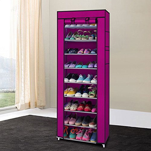 LEADZM Schuhschrank mit 9 Ebenen, Schuhregal Schmal, Schuhaufbewahrung mit Staubdichtem Überzug, Platzsparend, für Wohnzimmer, Korridore, Gänge, Schlafzimmer, 60 x 30 x 160 cm, Rosa LEADZM Schuhschrank mit 9 Ebenen, Schuhregal Schmal, Schuhaufbewahrung mit Staubdichtem Überzug, Platzsparend, für Wohnzimmer, Korridore, Gänge, Schlafzimmer, 60 x 30 x 160 cm, Rosa von LEADZM
