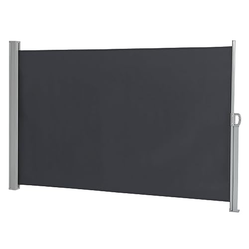 LEADZM 160x300 cm Seitenmarkise Ausziehbar,Blickdicht,Sichtschutz,Windschutz,180g/㎡ Hochdichtes Polyestergewebe,für Balkon, Garten und Terrasse,mit Wandhalterung,Dunkelgrau von LEADZM