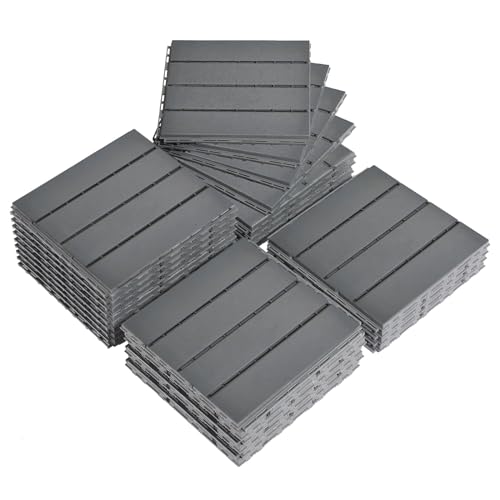 LEADZM WPC Fliesen, Balkon Bodenbelag - 30 x 30 cm 27 Stück / 2,4m² - Wetterfeste Terrassenfliesen mit Klicksystem, Geeignet für Balkon und Garten, Horizontale Streifen - Dunkelgrau LEADZM WPC Fliesen, Balkon Bodenbelag - 30 x 30 cm 27 Stück / 2,4m² - Wetterfeste Terrassenfliesen mit Klicksystem, Geeignet für Balkon und Garten, Horizontale Streifen - Dunkelgrau von LEADZM
