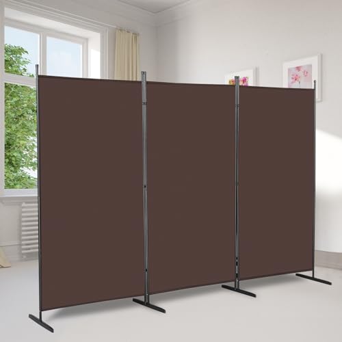 Raumteiler Klappbar Freistehend Trennwand Paravent Umkleide Sichtschutz Wand Raumtrenner 3-TLG. 345x180cm Polyestertuch (Braun) von LEADZM
