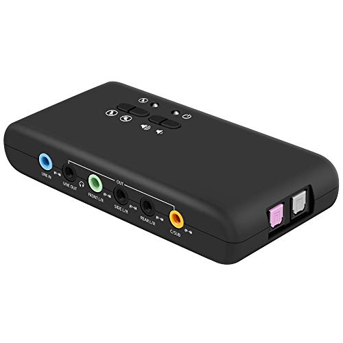 LEAGY Externe USB-Soundkarte 7.1, 8 Kanäle, 7.1 Kanal USB Soundbox,Bis zu 8 Lautsprecher,Dynamischer 3D-Surround-Sound, gleichzeitige Aufnahme und Wiedergabe,Analoges und digitales Audio-Equipment von LEAGY