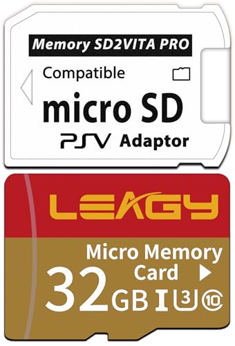 LEAGY SD2Vita 5.0 Speicherkartenadapter mit 32 GB Micro-SD-Karte, Hochgeschwindigkeits-microSDHC UHS-I Flash-Speicherkarte mit PSV Micro SD Kartenadapter für PSV 1000/2000 PSTV FW 3.60 HENkaku Enso von LEAGY