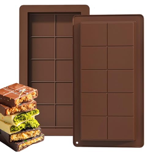 Leapop Schokoladenform Silikon,Schokoladenform Silikon Dubai Schokolade,Silikon Tief Schokoladentafel Form 2 Stück Silikonform Form für Schokolade Praline Süßigkeiten (Schokoladenform 1) von LEAPOP