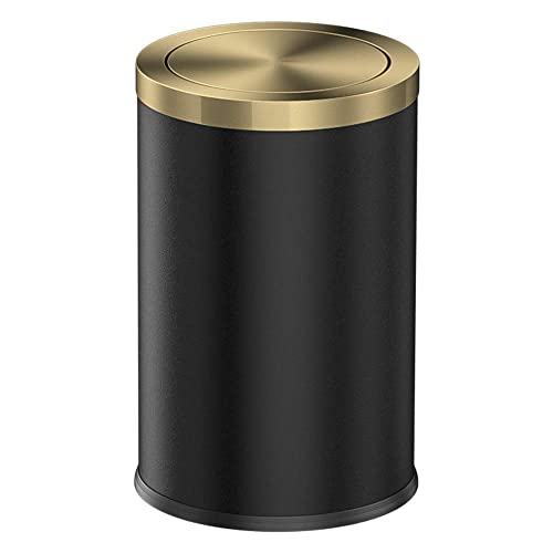 LEASYLIFE Edelstahl Mülleimer, Bad Mülleimer mit Deckel ，Mülleimer mit Klappdeckel, 9 l, Mülleimer für die Küche ，Wohnzimmer. Metallisches Gold (black) von LEASYLIFE