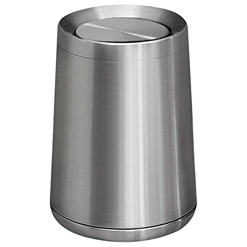 LEASYLIFE Mülleimer mit Schwingdeckel, 10 l, gebürsteter Edelstahl, mit Klappdeckel, für Badezimmer, Küche, Wohnzimmer, Schlafzimmer, Hotel (silberfarben) von LEASYLIFE