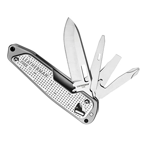 LEATHERMAN - FREE T2 Multi-Tool und Taschenmesser mit Magnet-Technologie und einhändiger Bedienbarkeit, 8 Werkzeuge LTG832682 Silber von LEATHERMAN