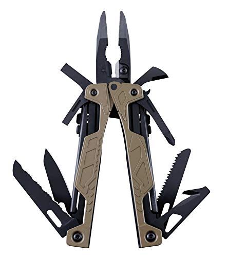 LEATHERMAN - OHT Multi-Tool, Einhändige Bedienbarkeit, mit 16 praktischen Werkzeugen, Braun Coyote mit MOLLE Holster Braun von LEATHERMAN