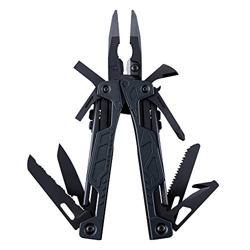 LEATHERMAN - OHT Multi-Tool, Einhändige Bedienbarkeit, mit 16 praktischen Werkzeugen, Schwarz mit MOLLE Holster Schwarz von LEATHERMAN