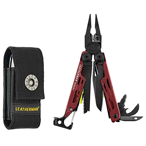 Leatherman Signal – Hochwertiges Multi-Tool mit 19 praktischen Werkzeugen – Multifunktionstool für den Outdoor- und Camping-Bereich – Karminrot von LEATHERMAN