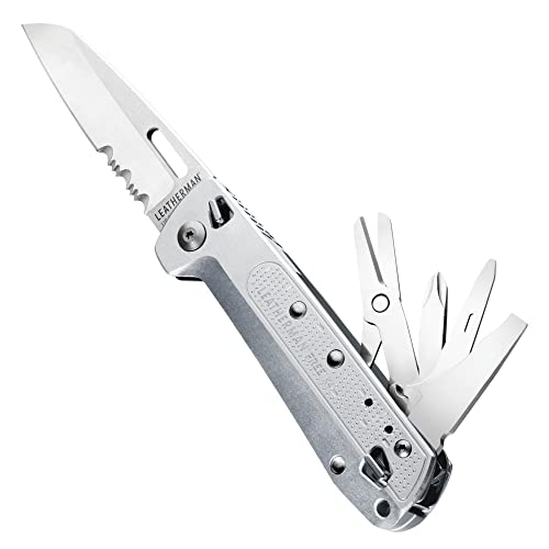 LEATHERMAN - FREE K4X Multifunktionsmesser mit Magnet-Technologie und 9 Tools, Aluminum Griffschalen und Taschenclip, 832662, Silber von LEATHERMAN