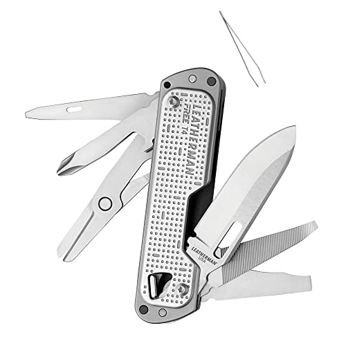 LEATHERMAN - FREE T4 Multi-Tool und Taschenmesser mit Magnet-Technologie und einhändiger Bedienbarkeit, 12 Werkzeuge 488955 Silber von LEATHERMAN