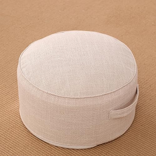 LEAUX Rundes Pouf-Bodenkissen, abnehmbares Dickes Leinenkissen, Tatami, erhöhter Dicker tragbarer Bodenpouf für Wohnzimmer, Schlafzimmer, Kinderzimmer, Durchmesser 15,7 Zoll(Color:B) von LEAUX