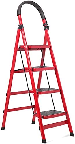 Tritthocker Trittleiter Hocker 3-stufige Klappleiter im Wohnzimmer, sichere rutschfeste Trittleitern verbreitertes Pedal 4-stufige Leiter 40 * 43 * 115 cm, 42 * 62 * 140 cm Klappleiter Hocker (ro von LEAYAN