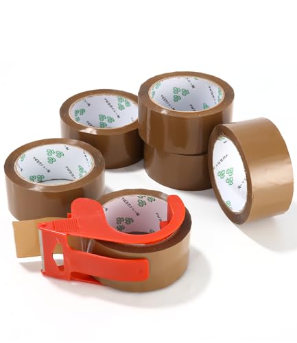 LEAZZLE 6 PCS Packband Paketklebeband Transparent mit Plastik Abroller,48MM*66M Paketklebeband Abroller,Packband BraunKarton Packband mit hoher Klebkraft in Profi-Qualität,Hochwertiger robuster LEAZZLE 6 PCS Packband Paketklebeband Transparent mit Plastik Abroller,48MM*66M Paketklebeband Abroller,Packband BraunKarton Packband mit hoher Klebkraft in Profi-Qualität,Hochwertiger robuster von LEAZZLE