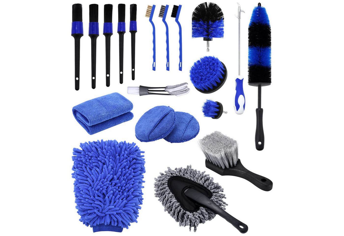 LEAZZLE Autowaschbürste 20-teiliges Auto-Reinigung Pinsel Set, , (20-tlg., Detailbürsten, Reifenbürsten), Felgenbürsten & Zubehör für gründliche Auto-Pflege von LEAZZLE