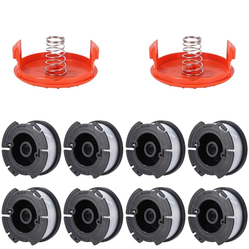 LEAZZLE Fadenspulen für Black & Decker Trimmer Spulen,Trimmer Spule, Ø1.65mm,Nylonfäden 9 m Länge,Enthält 8 Ersatz-Trimmerspulen,2 Ersatz-Spulenabdeckung und 2 Ersatzfeder von LEAZZLE