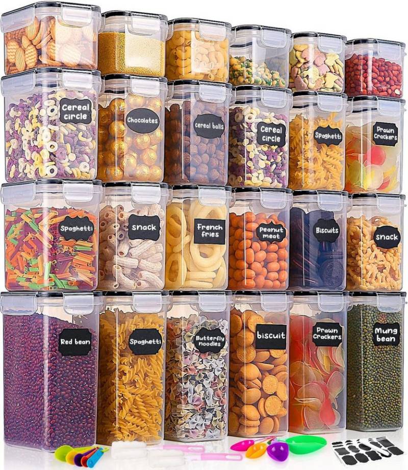 LEAZZLE Frischhaltedose Aufbewahrungsbox 16/24-tlg, Vorratsdosen für WG-Küche & Umzug, (24-tlg), stapelbare Frischhaltedosen mit Deckel von LEAZZLE