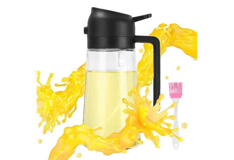 LEAZZLE Ölspender 500 ml 2-in-1-Multifunktions-Ölflasche für die Küche, Sprühdose, (2-tlg., Olivenöl spray,Essig Sprayer Spender), Sprüh- und Ausgießkanne 2-in-1 Funktion,Schwarz von LEAZZLE