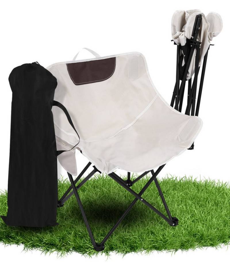 LEAZZLE Klappstuhl Outdoor Campingstuhl faltbar (150kg Traglast) – Ultraleicht, Stuhl mit Tragetasche, für Strand, Garten & Angeln (600D Oxford), Beige von LEAZZLE