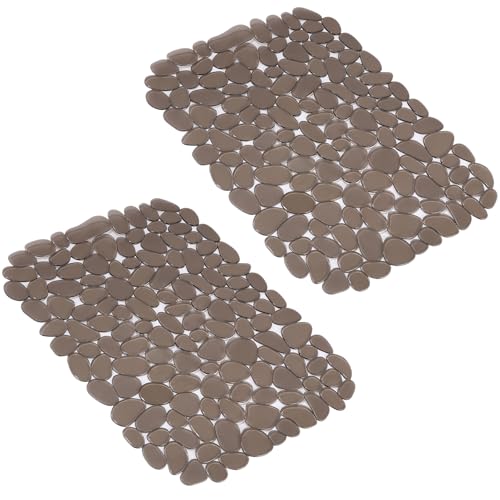 LEAZZLE Spülbeckenmatte Hellgrau, 2er Set PVC Spülbeckeneinlage, 40x30cm Spülbeckenschutz Schutzmatte, Kieselsteinförmige Spülbecken Spritzschutzfür Küchenspülenboden von LEAZZLE