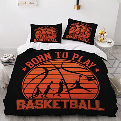 LEBEE Bettwäsche 135x200 cm Basketball 3D Druck Bettbezüge Weich Mikrofaser Bettwäsche Sets Basketball-Fan Bettbezug mit Reißverschluss und 2 Kissenbezug 80*80 cm für Jungen und Mädchen von LEBEE