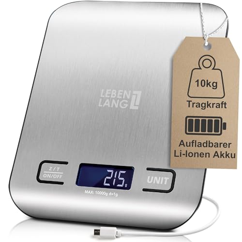 LEBENLANG Digitale Küchenwaage USB aufladbar - Bis 10Kg inkl. Ladekabel I Präzise Küchenwage Food & Kitchen scale Küchenwaagen I Kuchenwaage Lebensmittelwaage Essenswaage Kleine Küchenwaage 1g genau LEBENLANG Digitale Küchenwaage USB aufladbar - Bis 10Kg inkl. Ladekabel I Präzise Küchenwage Food & Kitchen scale Küchenwaagen I Kuchenwaage Lebensmittelwaage Essenswaage Kleine Küchenwaage 1g genau von LEBENLANG
