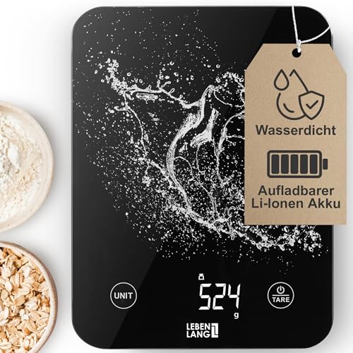 LEBENLANG Digitale Waage Küchenwaage Wasserdicht - USB Aufladbar & Inkl. Ladekabel I Bis 10 Kg I Waage Küchenwage für Food & Kitchen Scale I Elektronische Kuchenwagee Digitalwaage Küchenzubehör LEBENLANG Digitale Waage Küchenwaage Wasserdicht - USB Aufladbar & Inkl. Ladekabel I Bis 10 Kg I Waage Küchenwage für Food & Kitchen Scale I Elektronische Kuchenwagee Digitalwaage Küchenzubehör von LEBENLANG