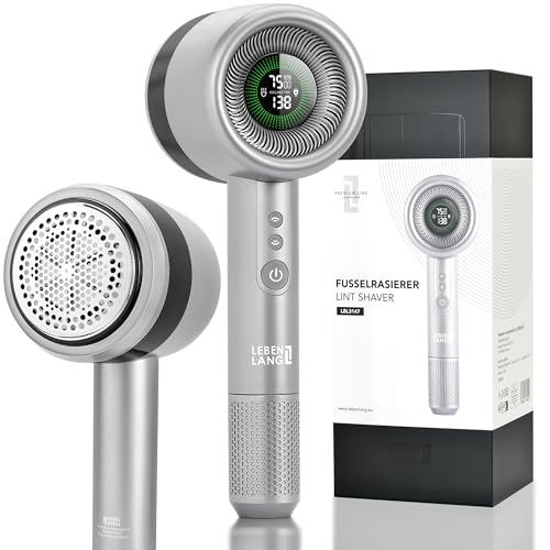LEBENLANG Premium Fusselrasierer Elektrisch 4000mAh - Inkl. LED Display & Taschenlampe I 5 Modi & 3,5h Laufzeit I Flusenrasierer für Kleidung Fusselentferner Lint Remover Fuselrasier Flusenentferner von LEBENLANG